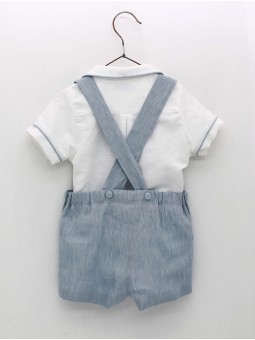 Camisa e calça falsa liso com tirantes