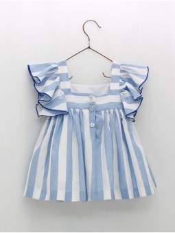 Vestido rayas manga con volantes