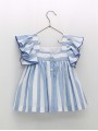 Vestido rayas manga con volantes