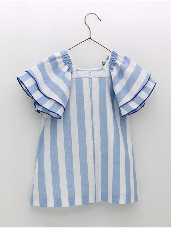 Vestido rayas manga doble volante
