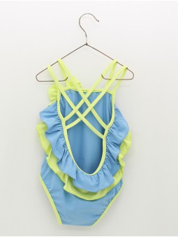 Two-tone girls’ swimming costume