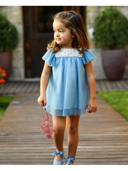 Vestido de tul para niña color azulina o rosa