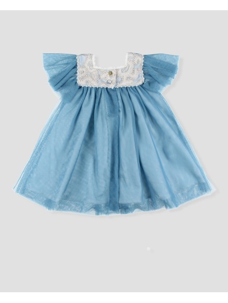 Vestido de tul para criança cor azulina ou rosa