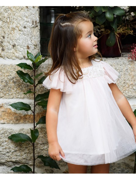 Vestido de tul para niña color azulina o rosa