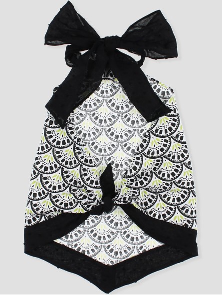 TOP EFECTO PAÑUELO EN TEJIDO EXCLUSIVO NEGRO Y FLUOR CC. CAPRI