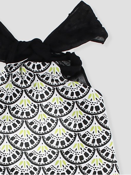 TOP EFECTO PAÑUELO EN TEJIDO EXCLUSIVO NEGRO Y FLUOR CC. CAPRI