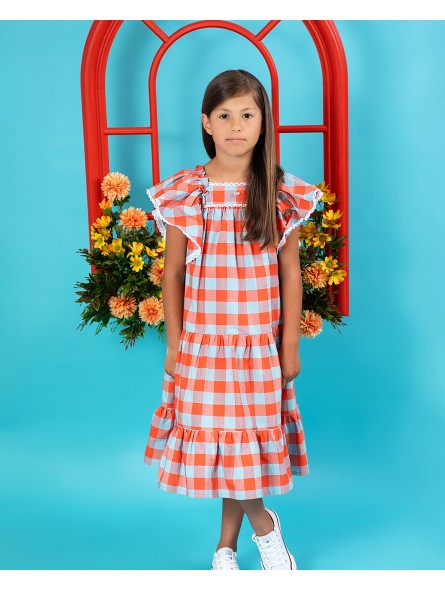 Tokio long checkered dress