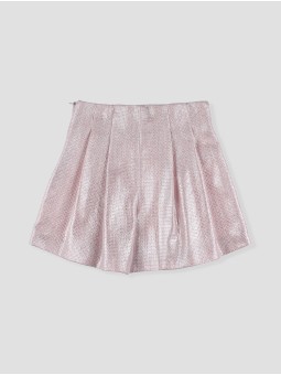 PANTALÓN CORTO TEJIDO CHANEL FRUNCIDO CON BOTONES FORRADOS LINO CC. MARSELLA