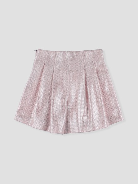 PANTALÓN CORTO TEJIDO CHANEL FRUNCIDO CON BOTONES FORRADOS LINO CC. MARSELLA