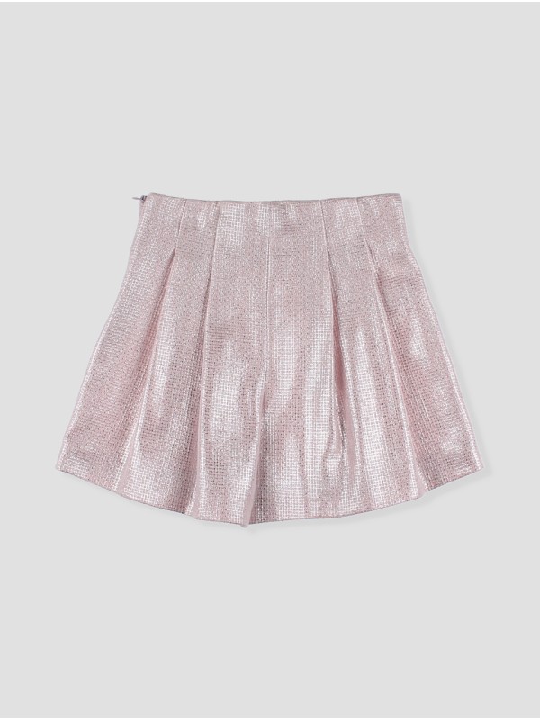 PANTALÓN CORTO TEJIDO CHANEL FRUNCIDO CON BOTONES FORRADOS LINO CC. MARSELLA
