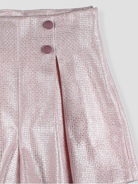 PANTALÓN CORTO TEJIDO CHANEL FRUNCIDO CON BOTONES FORRADOS LINO CC. MARSELLA