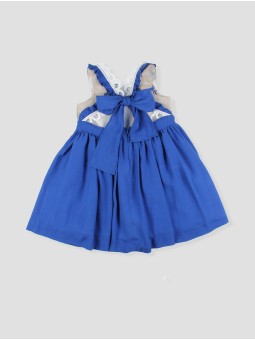 VESTIDO CUERPO BORDADO PUNTILLA SUPERPUESTA Y FALDA GASA CC. MÓNACO