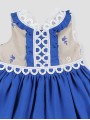 VESTIDO CUERPO BORDADO PUNTILLA SUPERPUESTA Y FALDA GASA CC. MÓNACO