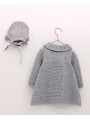 Knitted baby girl coat with bonnet