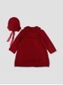 Knitted baby girl coat with bonnet