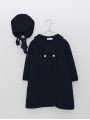 Knitted baby girl coat with bonnet