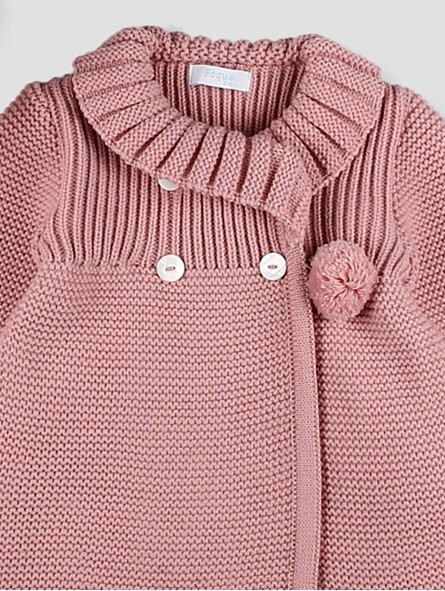 Knitted baby girl coat with bonnet