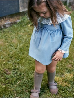 Vestido curto de bebê (estilo *jesusito*) de veludo Valdezcaray